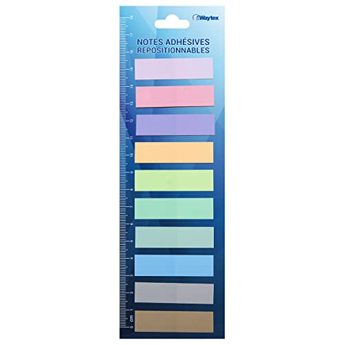 WAYTEX 200 selbstklebende Lesezeichen, wiederverwendbar, laminiert, 10 Farben, 10 Miniblöcke mit je 20 Sticky Noten, Pastellfarben, 45 x 12 mm WAYTEX 200 selbstklebende Lesezeichen, wiederverwendbar, laminiert, 10 Farben, 10 Miniblöcke mit je 20 Sticky Noten, Pastellfarben, 45 x 12 mm von Waytex