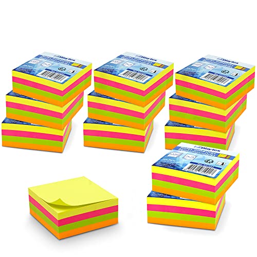 WAYTEX 3840 Haftnotizen, selbstklebend, 12 Block, 320 Blatt, bunt, 75 x 75 mm von Waytex