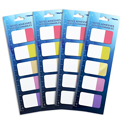 WAYTEX 400 Lesezeichen aus Papier, groß, 5 Farben, 4 x 5 Blöcke mit 20 Blättern, zweifarbig, 42 x 25 mm, selbstklebend, repositionierbar WAYTEX 400 Lesezeichen aus Papier, groß, 5 Farben, 4 x 5 Blöcke mit 20 Blättern, zweifarbig, 42 x 25 mm, selbstklebend, repositionierbar von Waytex