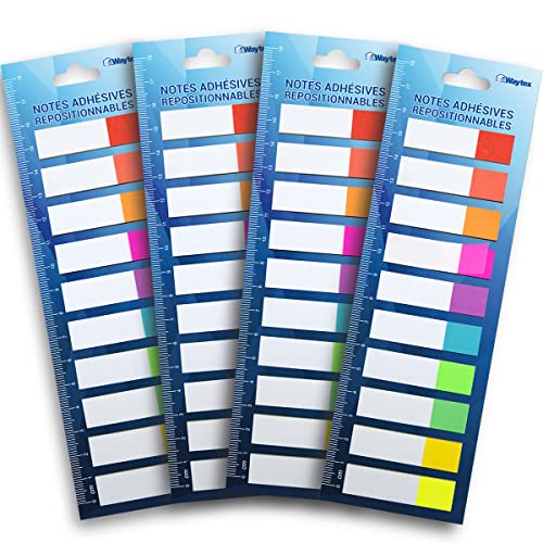 WAYTEX 800 selbstklebende Lesezeichen, wiederverwendbar, 10 Neonfarben, 4 Packungen mit je 10 Miniblöcken mit je 20 zweifarbigen Blättern, 45 x 12 mm WAYTEX 800 selbstklebende Lesezeichen, wiederverwendbar, 10 Neonfarben, 4 Packungen mit je 10 Miniblöcken mit je 20 zweifarbigen Blättern, 45 x 12 mm von Waytex