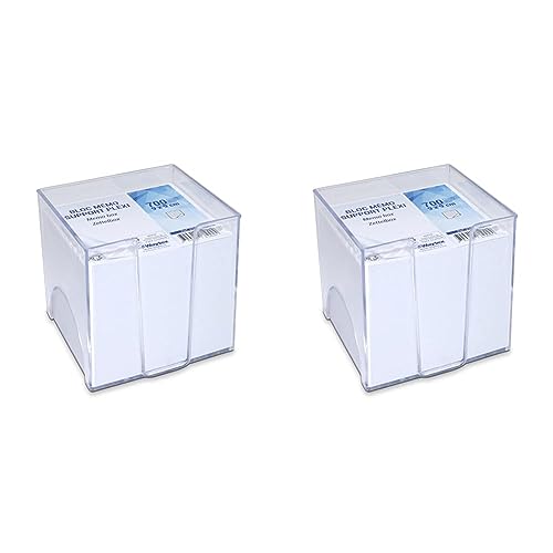 WAYTEX 931150 Memoblock mit 700 weißen Noten 9 x 9 cm mit transparentem Kunststoffhalter (Packung mit 2) von Waytex