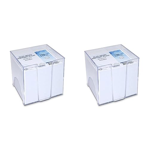 WAYTEX 931150 Memoblock mit 700 weißen Noten 9 x 9 cm mit transparentem Kunststoffhalter (Packung mit 2) von Waytex