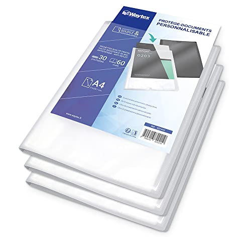 WAYTEX 931442P Dokumentenmappe, A4, personalisierbar, 60 Fotos, 30 Hüllen, Polypropylen, transparent von Waytex