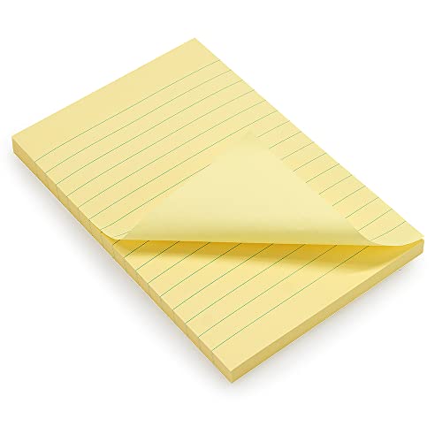 WAYTEX 931680 Haftnotizen A6 mit Linien Block mit 100 Blatt Haftnotizen groß 9,8 x 15 cm Pastellgelb 100 Stück von Waytex