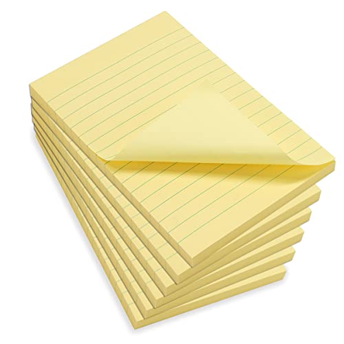 WAYTEX 931680C6 600 Haftnotizen A6 mit Linien, 6 Blöcke à 100 Blatt, selbstklebend, wiederverwendbar, groß, 9,8 x 15 cm, Pastellgelb von Waytex