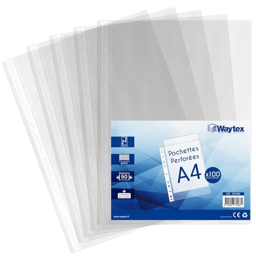 WAYTEX Dokumententasche A4, transparent genarbt, 60 Mikron, 100 Stück WAYTEX Dokumententasche A4, transparent genarbt, 60 Mikron, 100 Stück von Waytex