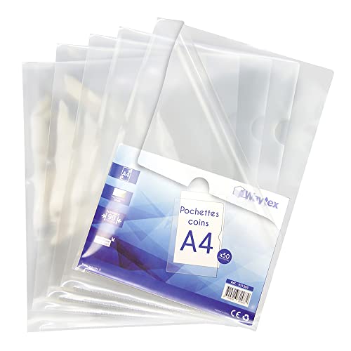 WAYTEX Eckhüllen A4 transparent glatt 90 Mikron 50 Stück WAYTEX Eckhüllen A4 transparent glatt 90 Mikron 50 Stück von Waytex