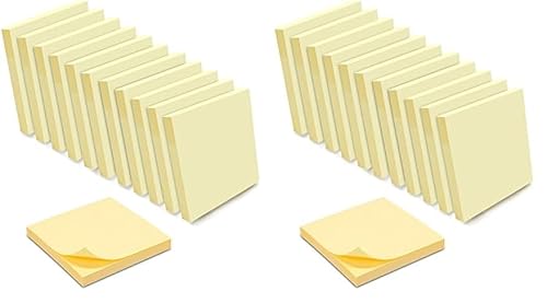 WAYTEX Haftnotizen, selbstklebend, 12 Blöcke à 100 Blatt, 75 x 75 mm, Gelb (Packung mit 2) von Waytex