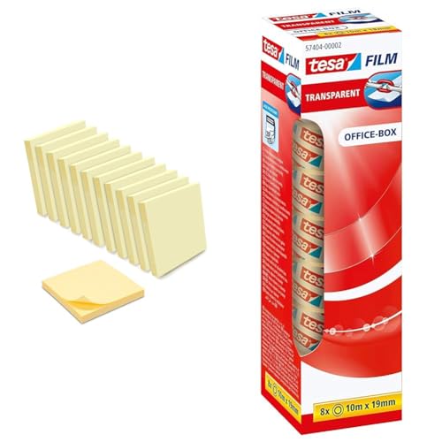 WAYTEX Haftnotizen, selbstklebend, 12 Blöcke à 100 Blatt, 75 x 75 mm, Gelb & tesafilm transparent - Transparentes Klebeband WAYTEX Haftnotizen, selbstklebend, 12 Blöcke à 100 Blatt, 75 x 75 mm, Gelb & tesafilm transparent - Transparentes Klebeband von Waytex