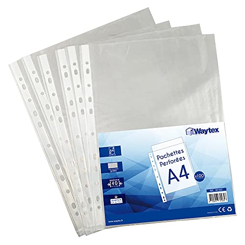 WAYTEX Lochmappe A4, transparent genarbt, 40 Mic, 100 Stück WAYTEX Lochmappe A4, transparent genarbt, 40 Mic, 100 Stück von Waytex