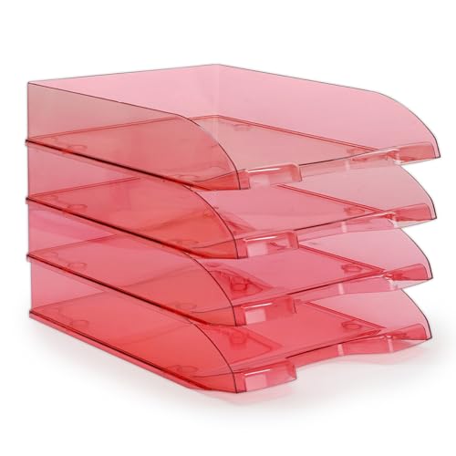 Waytex 4 Stück Briefablagen A4 Kunststoff rot transparent von Waytex