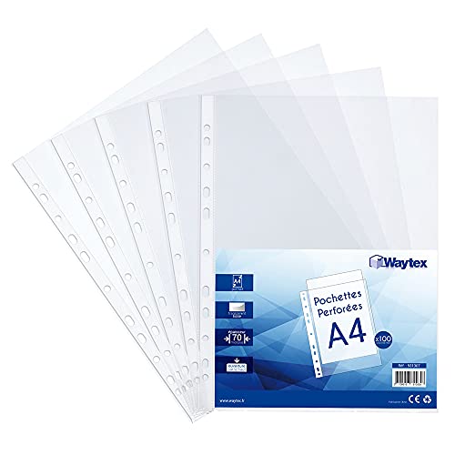 Waytex 931307 Klarsichthüllen, A4, 70 Mikron, glatt, 100 Stück Waytex 931307 Klarsichthüllen, A4, 70 Mikron, glatt, 100 Stück von Waytex