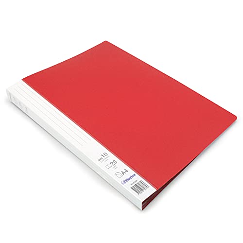 Waytex 931330R Dokumententasche A4 20 Blatt Premium blickdicht PP identifizierbar - 10 Klarsichthüllen - rot von Waytex