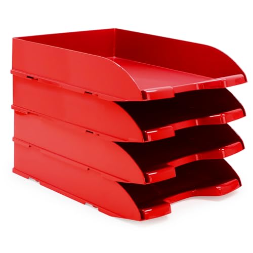 Waytex Briefablagen, A4, Kunststoff, Blickdicht, Rot, 4 Stück von Waytex
