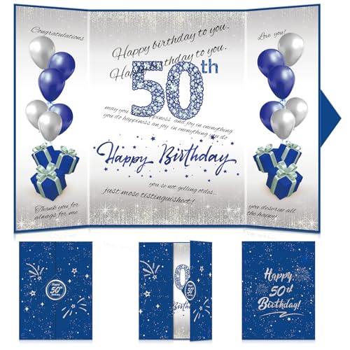 Blaues Gästebuch zum 50. Geburtstag, Dekoration, Gästebuch, Blau und Silber, Karte zum 50. Geburtstag, Unterschrift, Alternative für Männer und Frauen, Partyzubehör, Gastgeschenke, Dekoration, Blaues Gästebuch zum 50. Geburtstag, Dekoration, Gästebuch, Blau und Silber, Karte zum 50. Geburtstag, Unterschrift, Alternative für Männer und Frauen, Partyzubehör, Gastgeschenke, Dekoration, von Wayyogh