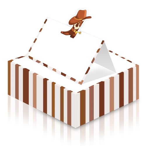 Braune Cowboy-Platzkarte für den Tisch, Western-Thema, Namenskarten, Cowboyhut, Stiefel, Tischzelt, Namenskarte für Jungen und Herren, Geburtstagsparty-Dekoration, Hochzeit, Dinner-Party, Gastgeschenk von Wayyogh