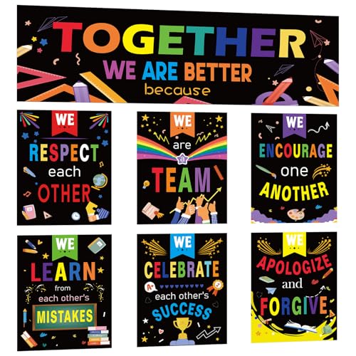 Klassenzimmer-Banner, Dekoration, positives, buntes Poster, Pinnwand-Set, inspirierendes Schild für Lehrer, Kindergarten, Grundschule, Motivation, Wanddekoration, Schulanfang, Willkommensbedarf Klassenzimmer-Banner, Dekoration, positives, buntes Poster, Pinnwand-Set, inspirierendes Schild für Lehrer, Kindergarten, Grundschule, Motivation, Wanddekoration, Schulanfang, Willkommensbedarf von Wayyogh