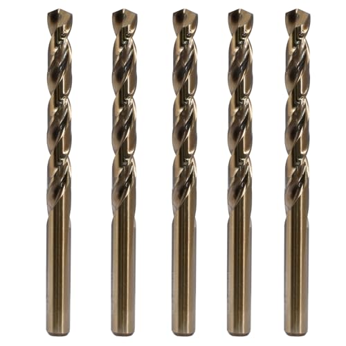 Waziaqoc 5-teiliges Kobalt-Bohrer-Set, M35, Spiralbohrer zum Bohren in Hartmetall, Edelstahl, Gusseisen, 0,95 cm von Waziaqoc