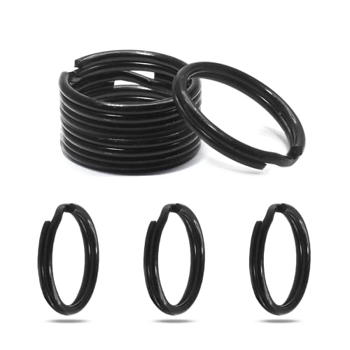 Waziaqoc 50 Stück Spaltringe, 15 mm, runder Ring, Schlüsselanhänger, kleine Biegeringe zum Aufhängen von Schlüsseln, Basteln, Schwarz von Waziaqoc