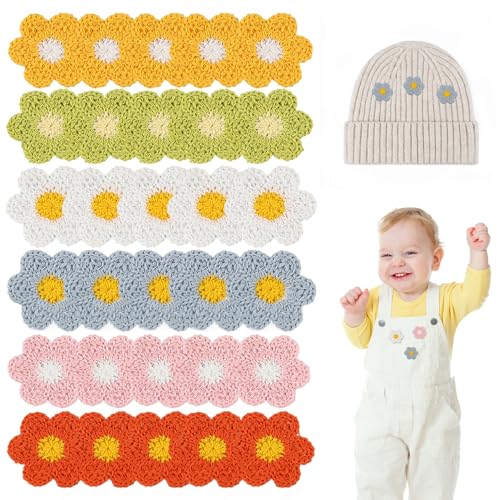 30pcs Häkelblüte Süßes DIY Sonnenblumentuch Stoff gestrickt Blumen Dekorative Nähen auf Blumenflecken für das Nähen von Handwerkszubehör Häkelblume von Wbaioluy