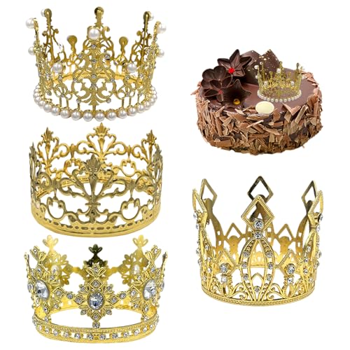 4pcs Cake Topper Gold Crown Crown Alloy Cake Topper für Hochzeit Geburtstag Baby Personalisierte Dekoration 4pcs Cake Topper Gold Crown Crown Alloy Cake Topper für Hochzeit Geburtstag Baby Personalisierte Dekoration von Wbaioluy