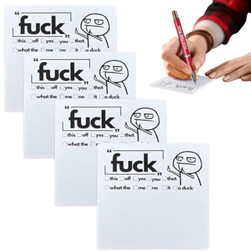 4pcs lustige Sticky-Notizen für Erwachsene, 3x3 lustige Sticky-Noten mit lustigen Textkleber Notizbüscheln für Notizen, Schreiben von Erinnerungen oder Kritzeln von Wbaioluy