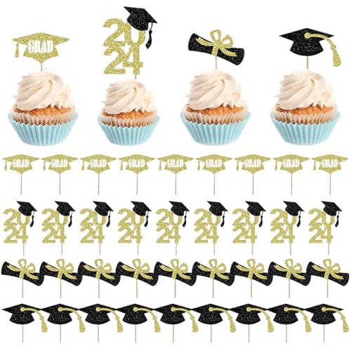 Abschlusskuchentopper, 40pcs Paper College Abschlussdekoration, Diplom, 2024, Grad Cap Cupcake Picks, wiederverwendbare 2024 Partydekorationen für Foto -Requisite Abschlusskuchentopper, 40pcs Paper College Abschlussdekoration, Diplom, 2024, Grad Cap Cupcake Picks, wiederverwendbare 2024 Partydekorationen für Foto -Requisite von Wbaioluy