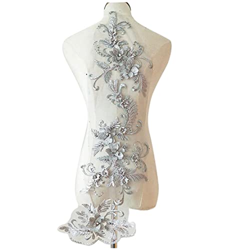 Blumenspitzenapplikation 3D Perlen Motiv Brida Hochzeitskleiderflecken Aufkleber zum Nähen von Greysewing -Spitzenflecken Blumenspitzenapplikation 3D Perlen Motiv Brida Hochzeitskleiderflecken Aufkleber zum Nähen von Greysewing -Spitzenflecken von Wbaioluy