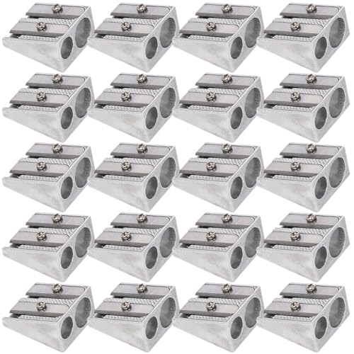 Metallstiftschärfer, 20pcs 2-Loch-Bleistiftspitzer, Handbuch für Aluminiumlegierung, tragbarer Sharper für Schulen, Büros, Häuser Eyeliner Makeupmetal Metallstiftschärfer, 20pcs 2-Loch-Bleistiftspitzer, Handbuch für Aluminiumlegierung, tragbarer Sharper für Schulen, Büros, Häuser Eyeliner Makeupmetal von Wbaioluy