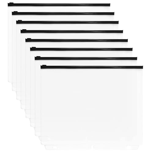 Ordnertaschen 8pcs Buchstabengröße Bindemitteltaschen für 3 Ring 3 Löcher klare Reißverschluss Beutel Einsatz Seiten Blechschutz PVC Lose Blatt Einreichung Aufbewahrungstagsbinder von Wbaioluy