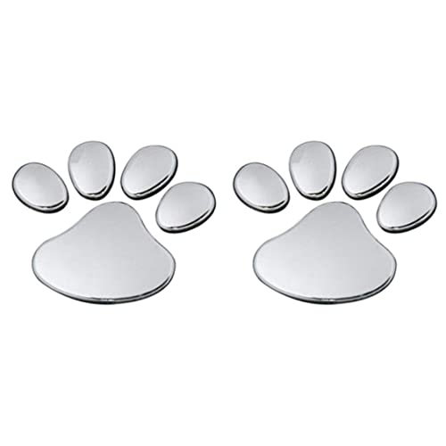 Pfotenabziehungen Selbstkleber 3D Hundeaufkleber Autos Dekoration Silber 2pcs Pfotenmuster Aufkleber von Wbaioluy