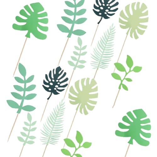 Tropenblatt Kuchen -Top -Palmblatt Cupcake Topper Dschungelblätter Kuchen Dekoration für Jungle Party Dekor Babyparty Dekor 14pcs Tropenblatt Kuchen -Top -Palmblatt Cupcake Topper Dschungelblätter Kuchen Dekoration für Jungle Party Dekor Babyparty Dekor 14pcs von Wbaioluy