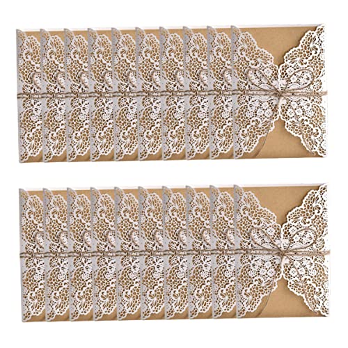 Wbaioluy Hochzeitseinladungskarten Umschlag leer Kraftpapier Innenblätter Party Einladungen 20pcs Weiß von Wbaioluy