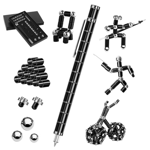 Wbbrbbr Magnetischer Kugelschreiber, Fidget Pen, Lustige Multifunktions Stift, Stressabbau Druckkugelschreiber Geschenk Gadgets für Junge Männer Frauen Kinder Teenager Freunde. (Schwarz) von Wbbrbbr