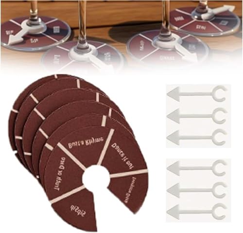 Wine Not Spin-Fun Trinkspiele für Erwachsene, Weinglas Spinner Partyspiel, Roulette Trinkspiel, für Junggesellinnenabschied Jungs Mädchen Nacht Trinken Wein Verkostung Partys (6PCS) von Wbietu