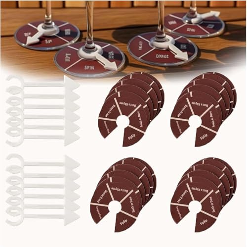 Wine Not Spin-Fun Trinkspiele für Erwachsene, Weinglas Spinner Partyspiel, Roulette Trinkspiel, für Junggesellinnenabschied Jungs Mädchen Nacht Trinken Wein Verkostungspartys (24PCS) von Wbietu