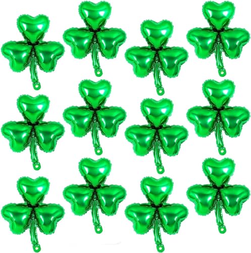 12 Stück St. Patrick's Kleeblatt-Folienballons, St. Patrick's Day Luftballons, Dekorationen, Glückskleeballons, irische Luftballons, Zubehör für St. Patrick's Day, Party, Geburtstag, irische 12 Stück St. Patrick's Kleeblatt-Folienballons, St. Patrick's Day Luftballons, Dekorationen, Glückskleeballons, irische Luftballons, Zubehör für St. Patrick's Day, Party, Geburtstag, irische von WchoeSS