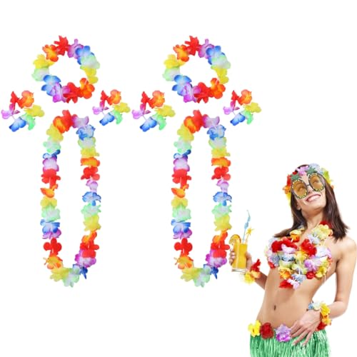 WchoeSS Hawaii-Girlanden, hawaiianische Halskette, Stirnbänder, Armband, tropische Themenparty-Dekorationen, leuchtende Farben, 8-teiliges Set von WchoeSS