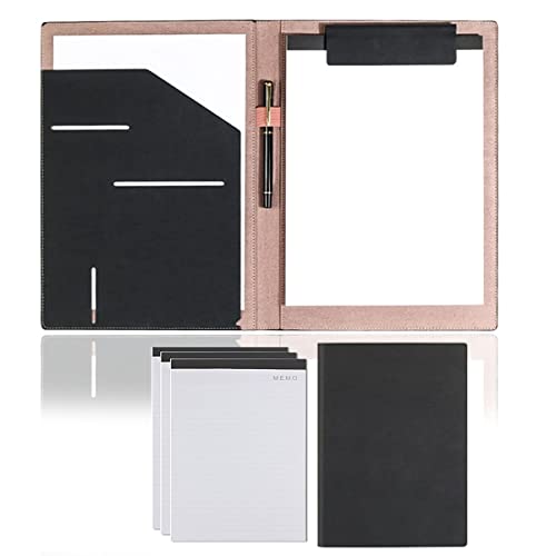 Portfolio-Organizer, Dokumentenmappe, Lederordner, PU-A4-Zwischenablage, Business-Padfolio, Aktenordner, Aufbewahrung for Vorstellungsgespräche und Lebensläufe mit Schreibblock(Black) von WchsTUmpxN