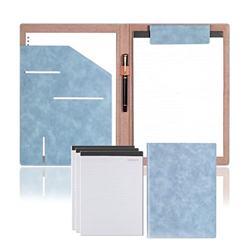 Portfolio-Organizer, Dokumentenmappe, Lederordner, PU-A4-Zwischenablage, Business-Padfolio, Aktenordner, Aufbewahrung for Vorstellungsgespräche und Lebensläufe mit Schreibblock(Blue) von WchsTUmpxN