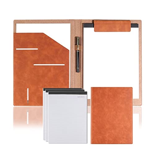 Portfolio-Organizer, Dokumentenmappe, Lederordner, PU-A4-Zwischenablage, Business-Padfolio, Aktenordner, Aufbewahrung for Vorstellungsgespräche und Lebensläufe mit Schreibblock(Brown) von WchsTUmpxN