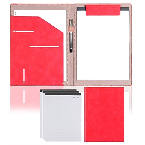 Portfolio-Organizer, Dokumentenmappe, Lederordner, PU-A4-Zwischenablage, Business-Padfolio, Aktenordner, Aufbewahrung for Vorstellungsgespräche und Lebensläufe mit Schreibblock(Red) von WchsTUmpxN