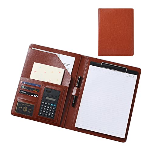 Portfolio-Organizer, professionelle Schreibmappe mit Klemmbrett, Lederordner, Lebenslauf, Schreibblock, ideal for Geschäftsbüro-Konferenzen von WchsTUmpxN