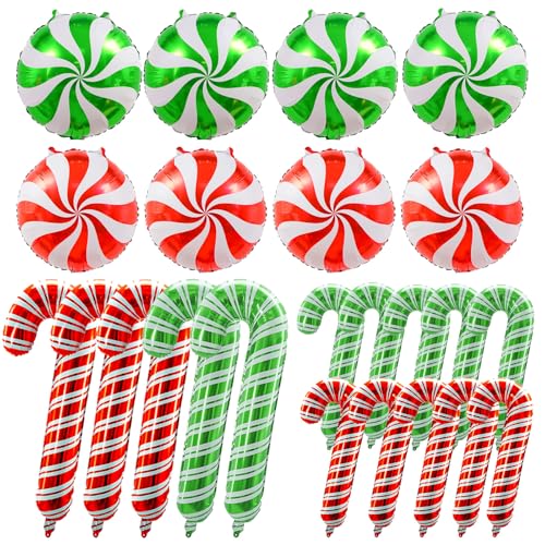 23-teiliges Weihnachts-Party-Ballon-Set, rot-grüne Zuckerstangen-Folienballons für Zuckerstange, Weihnachtsdekoration, Neujahrsparty-Dekoration von Wclliuchi