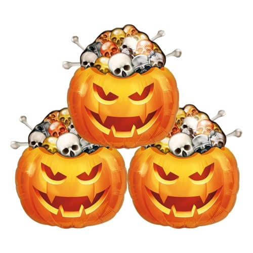 3 Stück gruselige Kürbis-Luftballons, Halloween-Folienballon für Halloween-Partyzubehör, gruselige Kürbis-Geburtstagsdekorationen 3 Stück gruselige Kürbis-Luftballons, Halloween-Folienballon für Halloween-Partyzubehör, gruselige Kürbis-Geburtstagsdekorationen von Wclliuchi