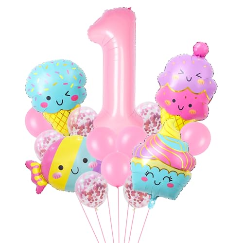 Eiscreme Luftballons Zahl 1 Luftballons 40 Zoll Sweet One Geburtstag Party Dekorationen 1 Ballon Zahl für Süßigkeiten Geburtstag Party Dekorationen von Wclliuchi