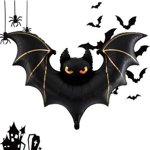 Halloween Schwarz Fledermaus Luftballons, 59 Zoll große Fledermaus Folienballon für Halloween Party Supplies Gruselige Geburtstagsdekorationen Halloween Schwarz Fledermaus Luftballons, 59 Zoll große Fledermaus Folienballon für Halloween Party Supplies Gruselige Geburtstagsdekorationen von Wclliuchi