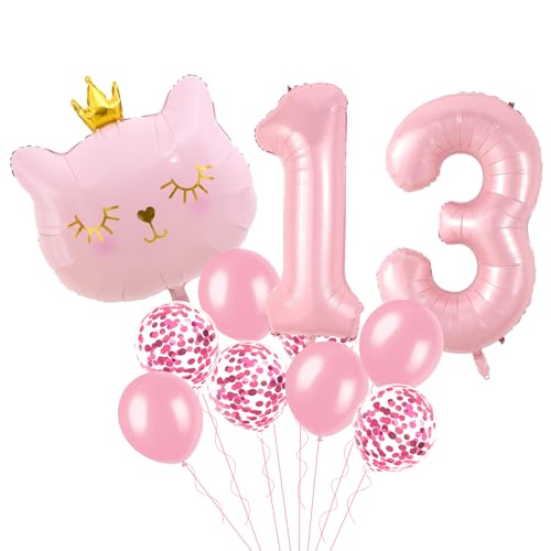 Rosa 13 Luftballons Zahlen & Katze Thema Geburtstag Party Dekorationen 13 Geburtstag Dekorationen für Mädchen Rosa 13 Luftballons Zahlen & Katze Thema Geburtstag Party Dekorationen 13 Geburtstag Dekorationen für Mädchen von Wclliuchi
