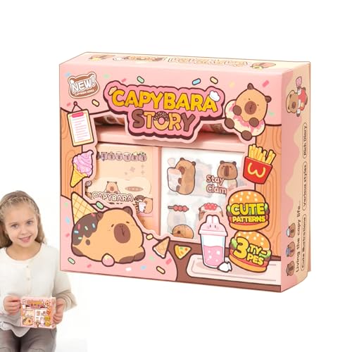Kapibabala Sticky Notes, Scrapbooking Supplies Kit, Capybara Notebook, skurriles Capybara-Design, All-in-on e-Scrapbooking Supplies Kit, 14.3x16.7x4.3cm für Kleinkinder-Fotoalbum Kapibabala Sticky Notes, Scrapbooking Supplies Kit, Capybara Notebook, skurriles Capybara-Design, All-in-on e-Scrapbooking Supplies Kit, 14.3x16.7x4.3cm für Kleinkinder-Fotoalbum von Wcybym