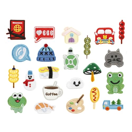 22 PCs Haus Bestickte Flecken Tanghulu Iron Auf Flecken Kleidung Schöne Frösche Die Für Kleidungstasche Tanghulu Eisen Auf Gestickt Für Die Kleiderhutdekoration Nähen von Wdbild